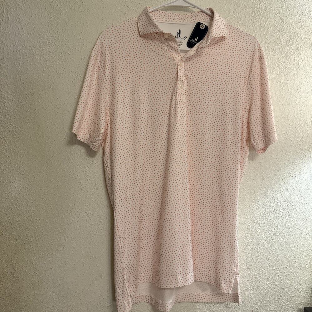 NWT Johnnie-O Featherweight Polo Flower Print Pink Azalea Men’s Small